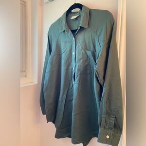 Oversized Forestgreen Crisp Buttondown